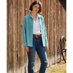 Pendleton Suede Leather Seafoam Tiffany Blue Jacket Blazer Heritage Luxe Western